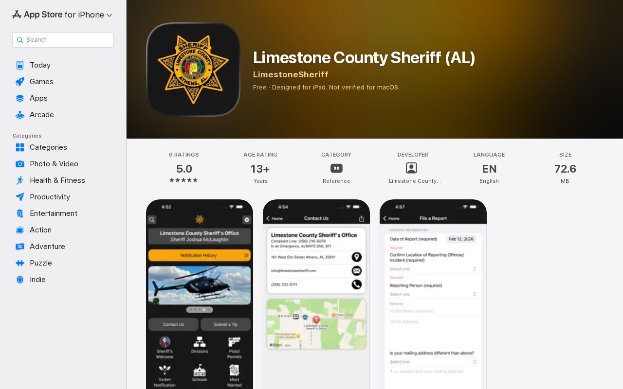 Limestone County arrest history Sheriff iOS app listing