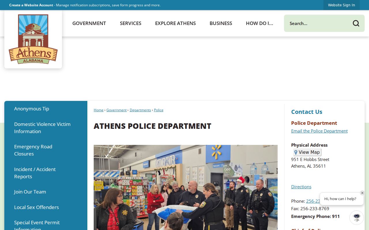 Athens police department criminal history records