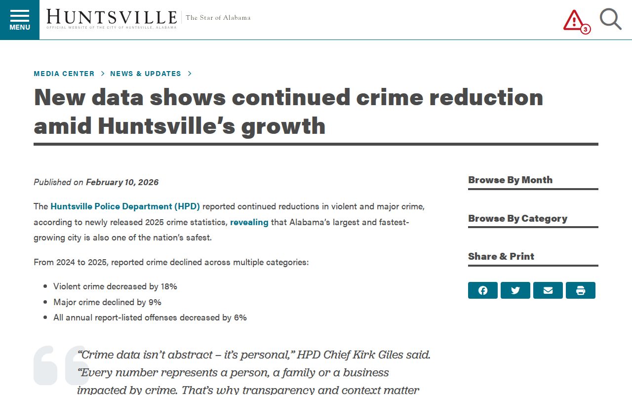 Huntsville crime trend report and criminal record context