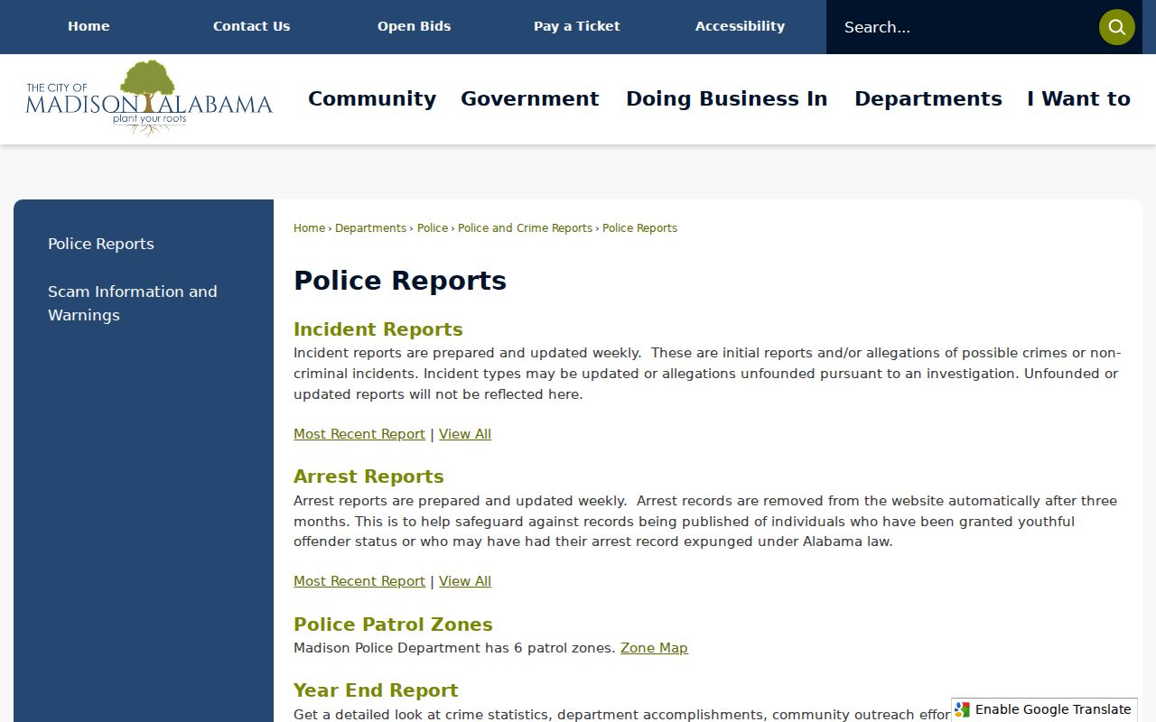 Madison weekly arrest and incident report archive