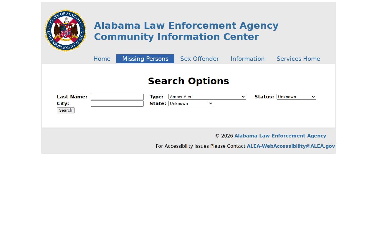 Limestone County sex offender check through the ALEA public search form